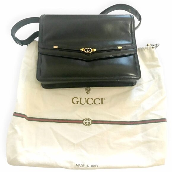 Vintage Gucci Handbag in Black Leather,‎ from 80s - Picture 1 of 16